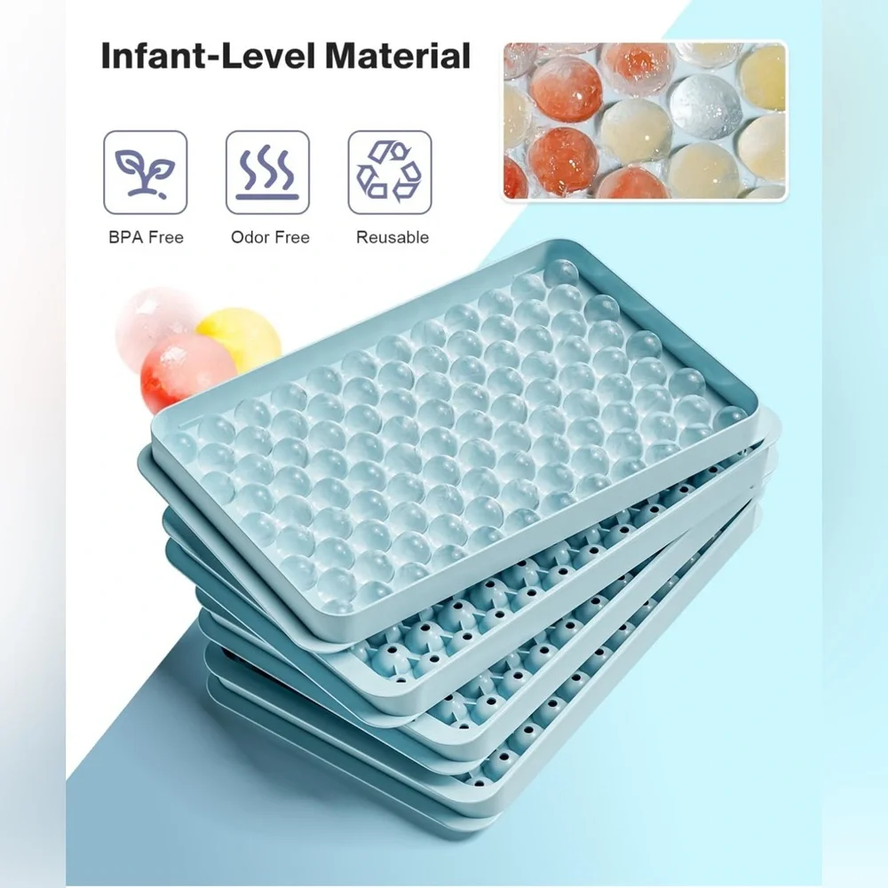 Mini Ice Cube Tray for Freezer - 0.6” Tiny Round Pebble Nugget Ice Mold Tray